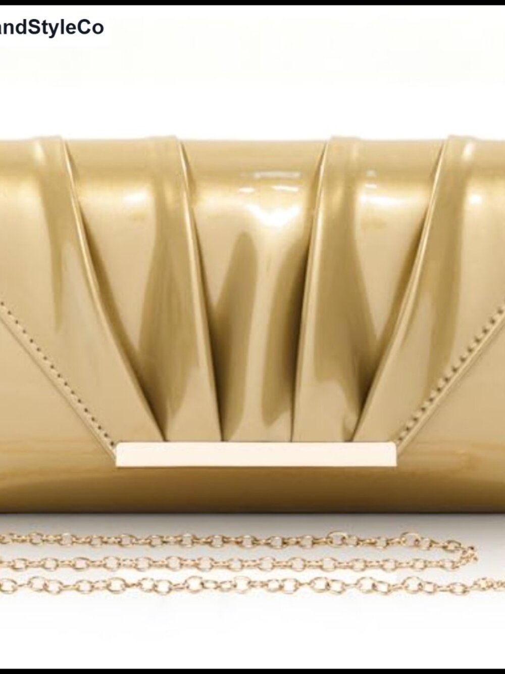 Pleated Patent Leather Clutch Evening Bag Formal Wedding Party Prom